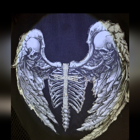 SKULL/RINESTONE CROSS Cool TOP! - Picture 7 of 8